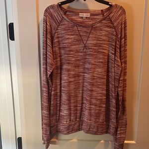 Maroon and White Long Sleeve Top
